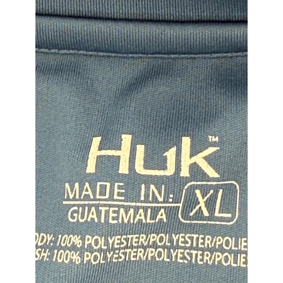 Huk Mens Blue Long Sleeve Graphic Logo Performance Fishing Shirt Sz XL - Picture 7 of 8